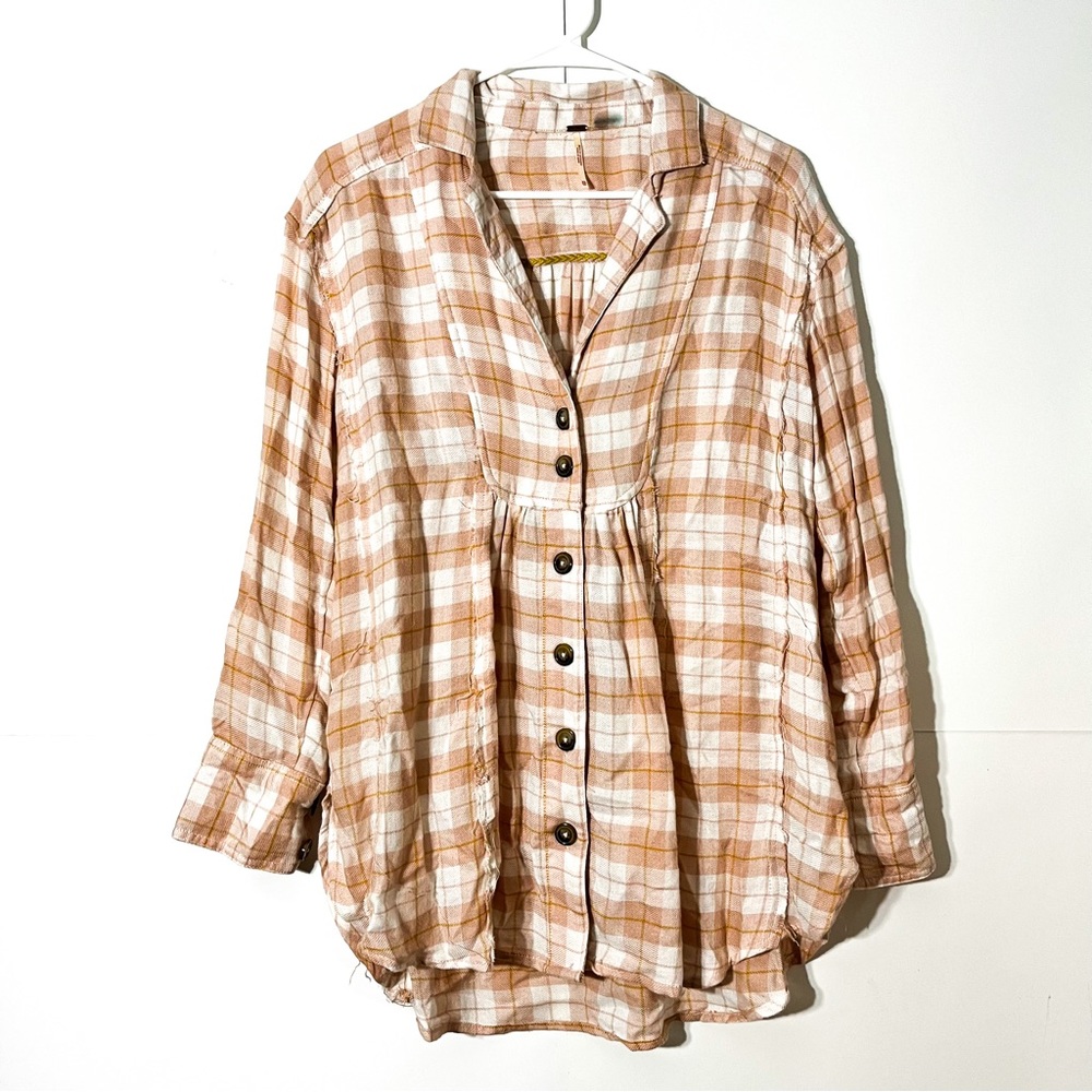 FREE PEOPLE All About The Feels Plaid Buttondown (OB889606) - Picture 4 of 6